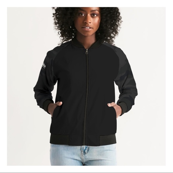 🎉HP 🖤 Everyday Bomber Jacket Black Camo NWT - Picture 6 of 9